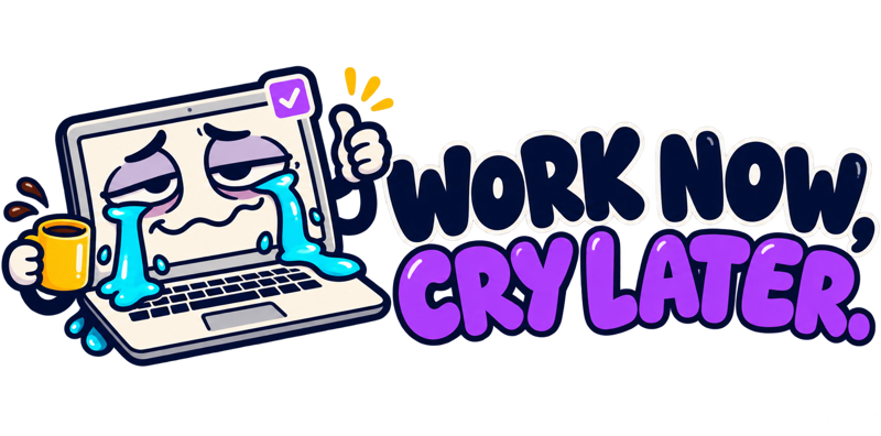 Work Now, Cry Later mascot logo